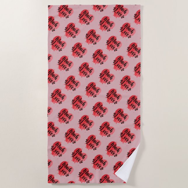 Serviette De Plage Beaucoup d'amour, grands coeurs (Devant)