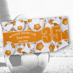Serviette De Plage Beaucoup de balles de football orange blanc d'équi