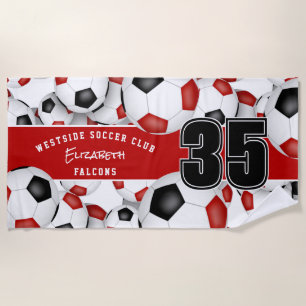 Serviette De Plage Beaucoup de balles de football personnalisées nom 