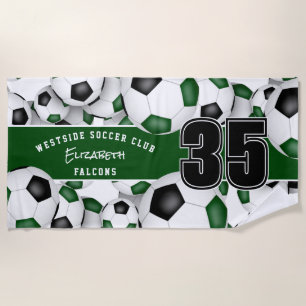 Serviette De Plage Beaucoup de boules de football aux couleurs vert n
