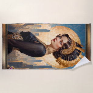 Serviette De Plage Beauté Art Déco par un disque d'or de Xzendor7