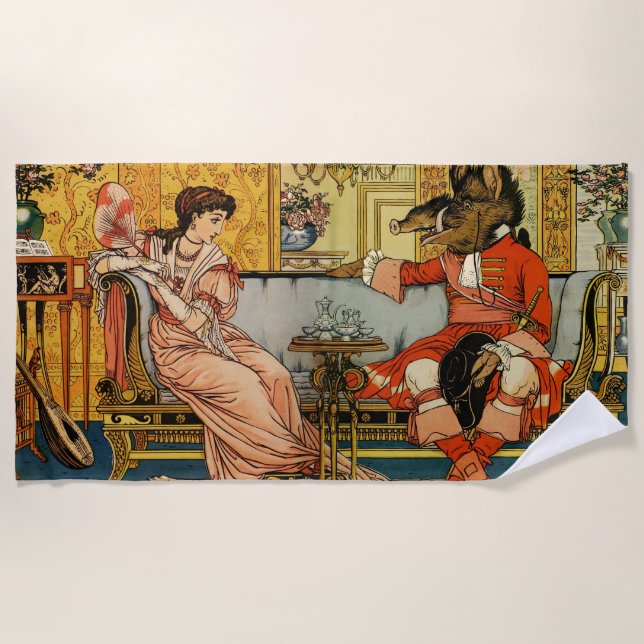 Serviette De Plage Beauté Beast Classic Fairy Tale Caractères (Devant)