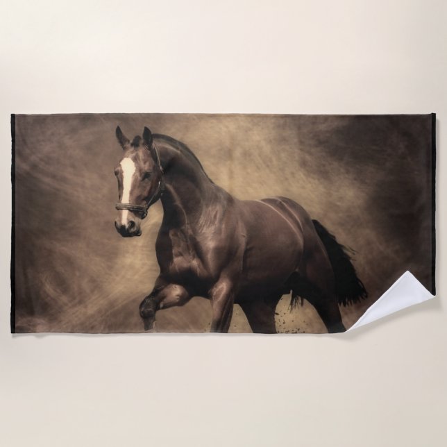 Serviette De Plage Beautiful horse throw pillow (Devant)