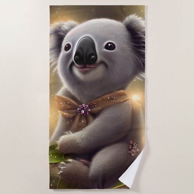 Serviette De Plage Bébé adorable souriant Ours Koala (Devant)