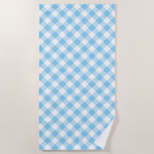 Serviette De Plage Bébé Bleu et Blanc Grand En vichy diagonale Chèque