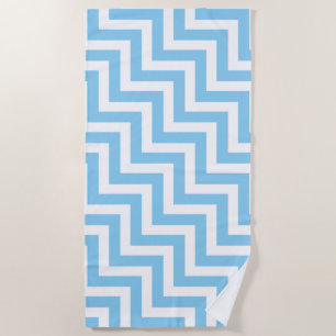 Serviette De Plage Bébé Bleu et Blanc Grandes bandes Diagonales Chevr