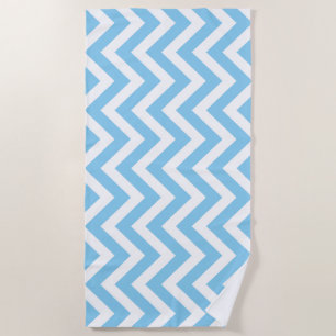 Serviette De Plage Bébé Bleu et Blanc Grandes bandes Verticales Chevr