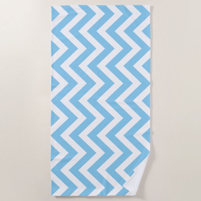 Serviette De Plage Bébé Bleu et Blanc Grandes bandes Verticales Chevr (Devant)