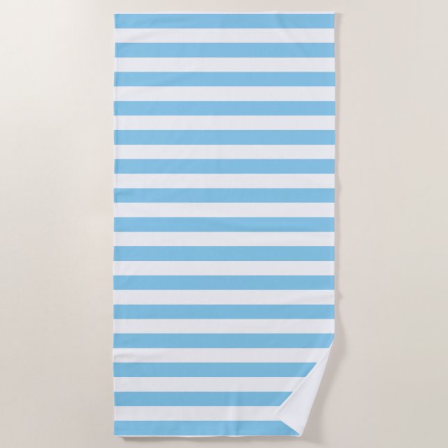 Serviette De Plage Bébé Bleu et Blanc Grandes Dimensions horizontales (Devant)