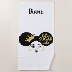 Serviette De Plage Bébé Brown de sucre en noir et or