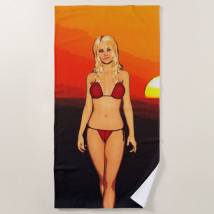 Serviette De Plage Bébé de bikini de bande dessinée