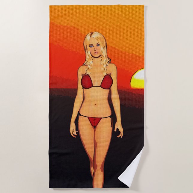 Serviette De Plage Bébé de bikini de bande dessinée (Devant)