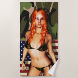 Serviette De Plage Bébé de bikini de Camo d'Américain