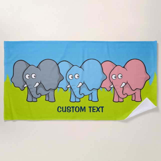 Serviette De Plage Bébé éléphants (Devant)