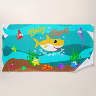 Serviette De Plage Bébé jaune requin et amis doo doo doo doo