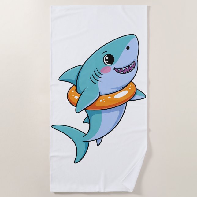 Serviette De Plage Bébé Requin Mignon Avec Flotteur | Enfants (Devant)