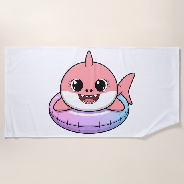 Serviette De Plage Bébé Requin Mignon Avec Flotteur | Enfants (Devant)
