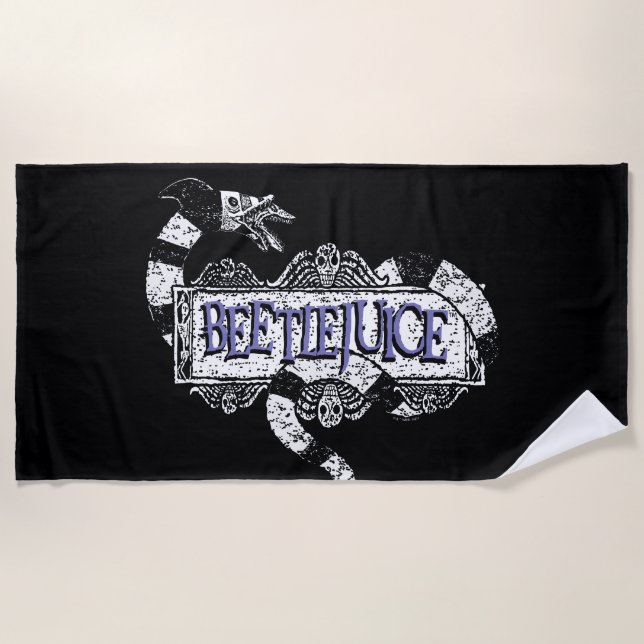 Serviette De Plage Beetlejuice | Sandworm Coiled on Beetlejuice Logo (Devant)