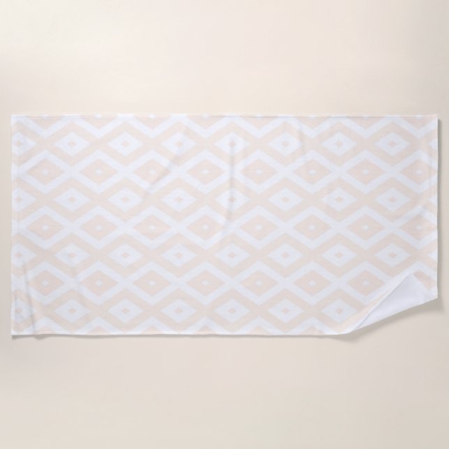 Serviette De Plage Beige and white diamond pattern (Devant)