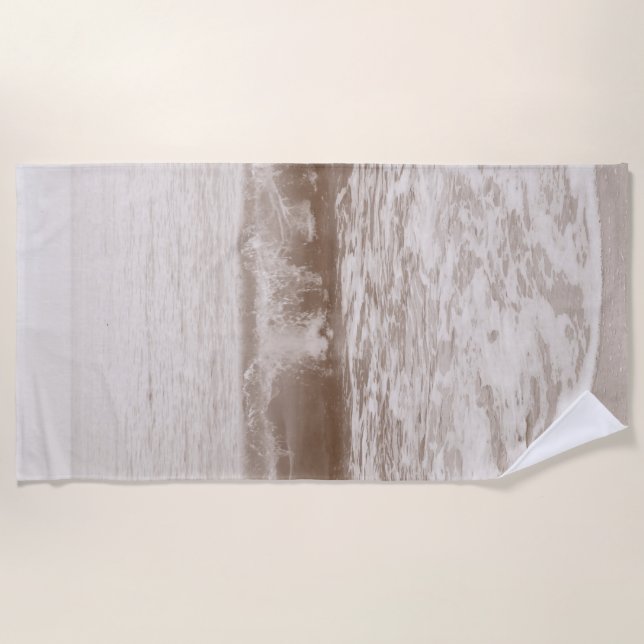 Serviette De Plage Beige doux Océan Atlantique Blisses 2 #océan #art (Devant)