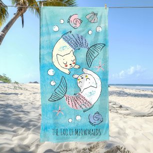 Serviette De Plage Belle aquarelle verte Tao de Meowmaids