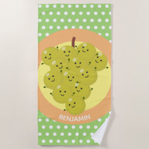 Serviette De Plage Belle bande de raisins amusante illustration