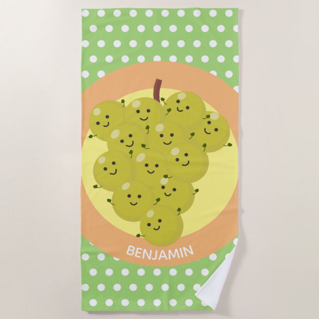Serviette De Plage Belle bande de raisins amusante illustration (Devant)