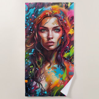 Serviette De Plage Belle femme en peinture