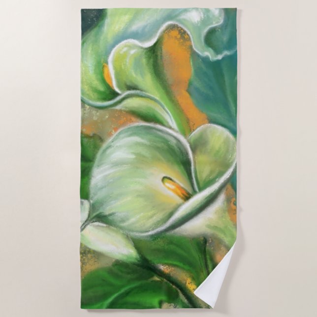 Serviette De Plage Belle Fleur de Calla Lily - Dessin en fonte (Devant)