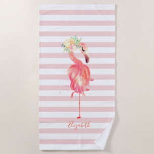 Serviette De Plage Belle Fleur Flamant rose rose Fille