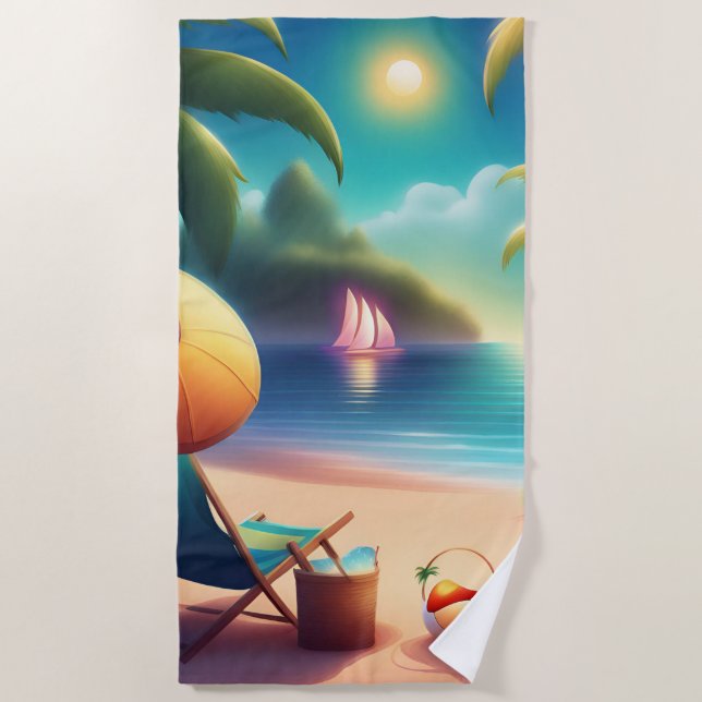 Serviette De Plage belle plage (Devant)