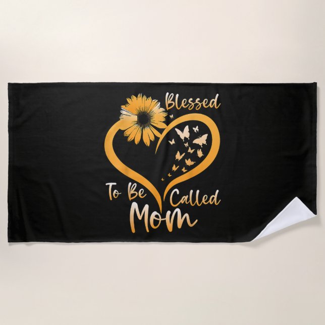 Serviette De Plage Bénie d'être appelée maman (Devant)