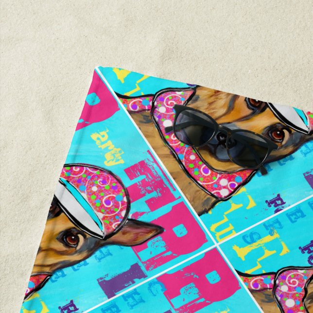 Serviette De Plage Berger Allemand  (En situation)