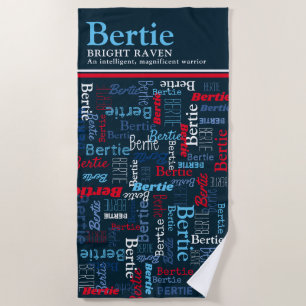 Serviette De Plage Bertie personalized name meaning red blue white