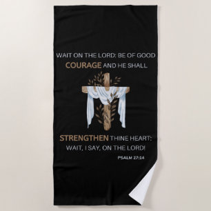 Serviette De Plage Bible Verse Écriture Psaume 27:14 KJV Beach Servie