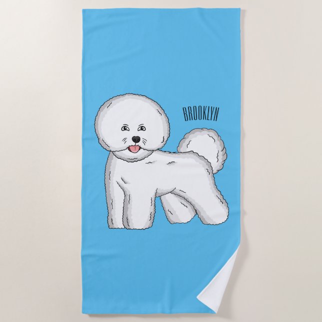 Serviette De Plage Bichon frise dog dessin animé (Devant)
