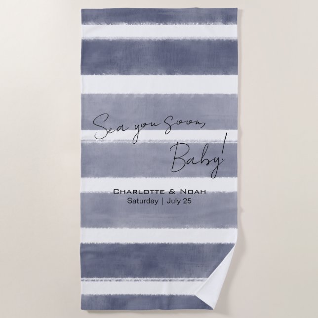 Serviette De Plage Bientôt de retour à la mer Shower de bébé (Devant)