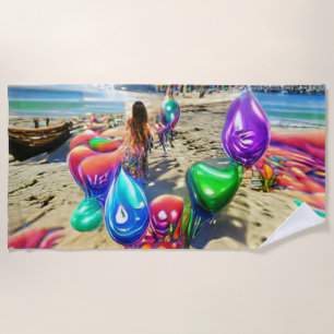Serviette De Plage Bienvenue Accueil Beach Balloons Sand Beach Servie