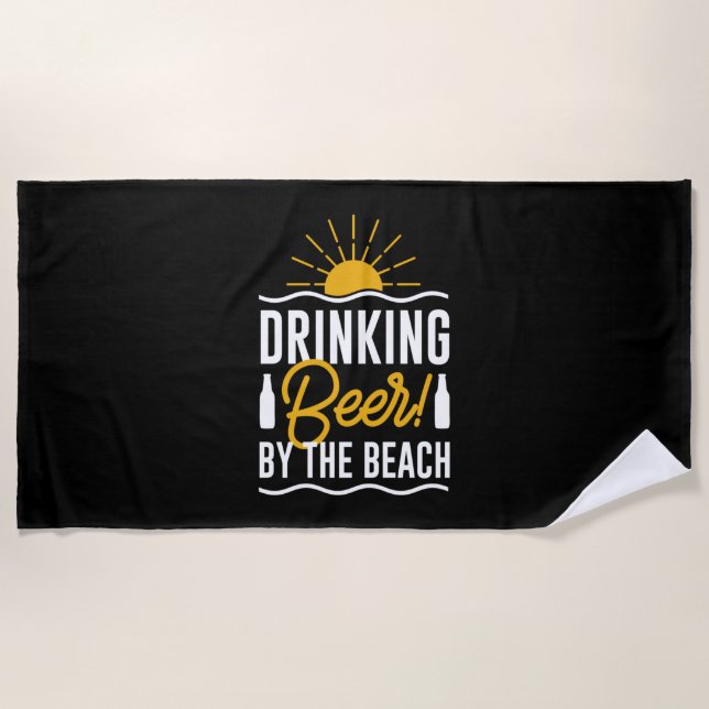 Serviette De Plage Bière À Boire Sur La Plage (Devant)