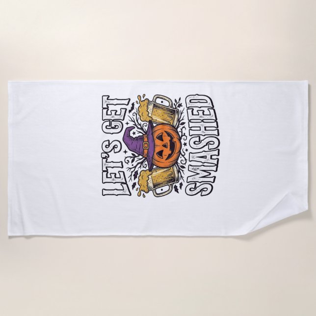 Serviette De Plage Bièredecitrouille Halloween défonçons-nous (Devant)