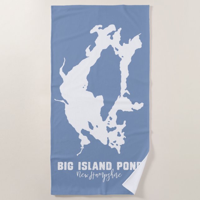 Serviette De Plage Big Island Pond New Hampshire Lake Silhouette Cart (Devant)