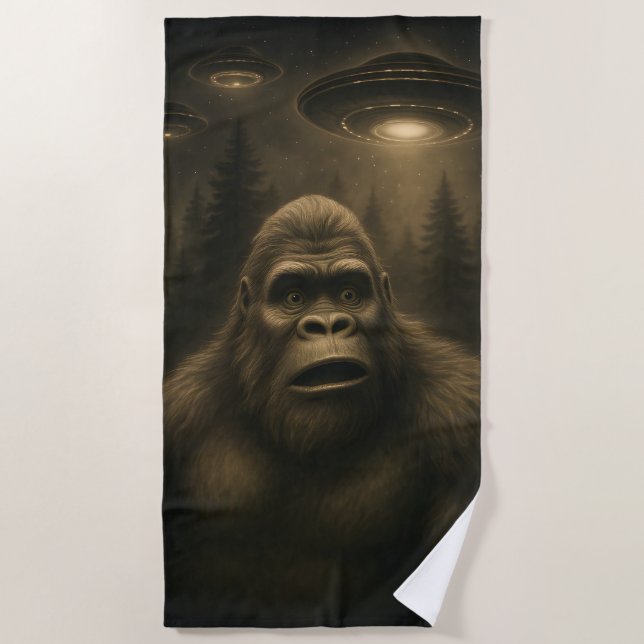 Serviette De Plage Bigfoot Sasquatch Alien UFO Funny (Devant)