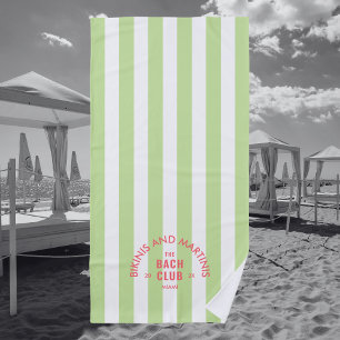 Serviette De Plage Bikinis Et Martinis Le Bach Club Green Stripe