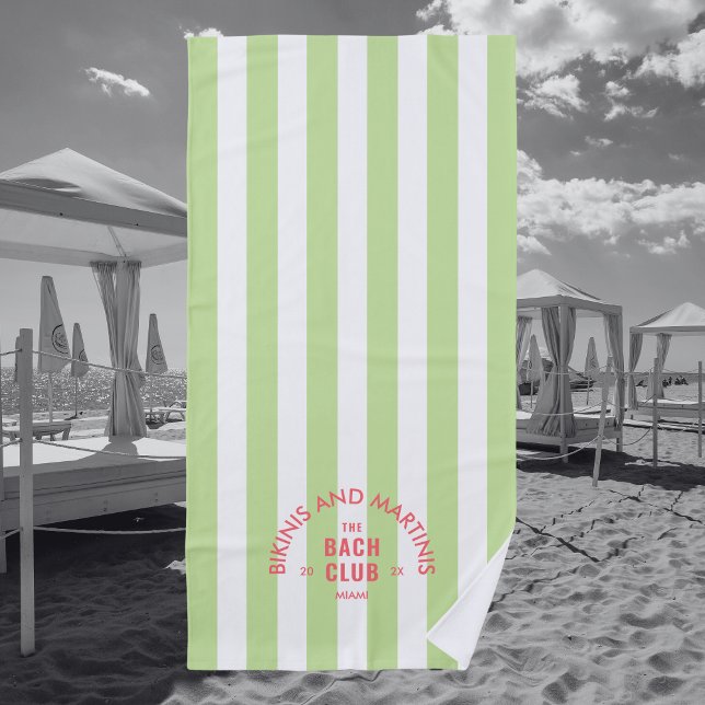 Serviette De Plage Bikinis et Martinis Le Club Bach Ruban Vert (Créateur téléchargé)
