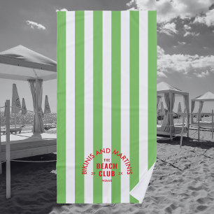 Serviette De Plage Bikinis Et Martinis The Beach Club Rayure Verte