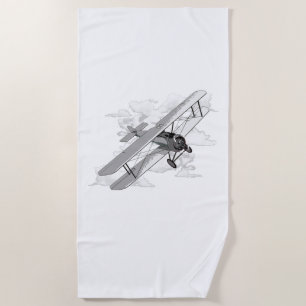 Serviette De Plage Biplane d'aviation classique