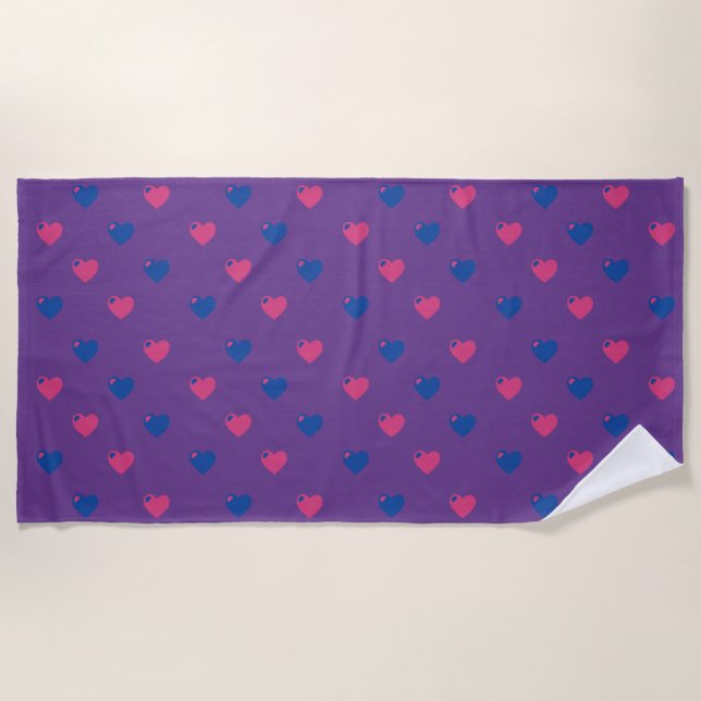 Serviette de plage Bisexual Pride Hearts (Devant)