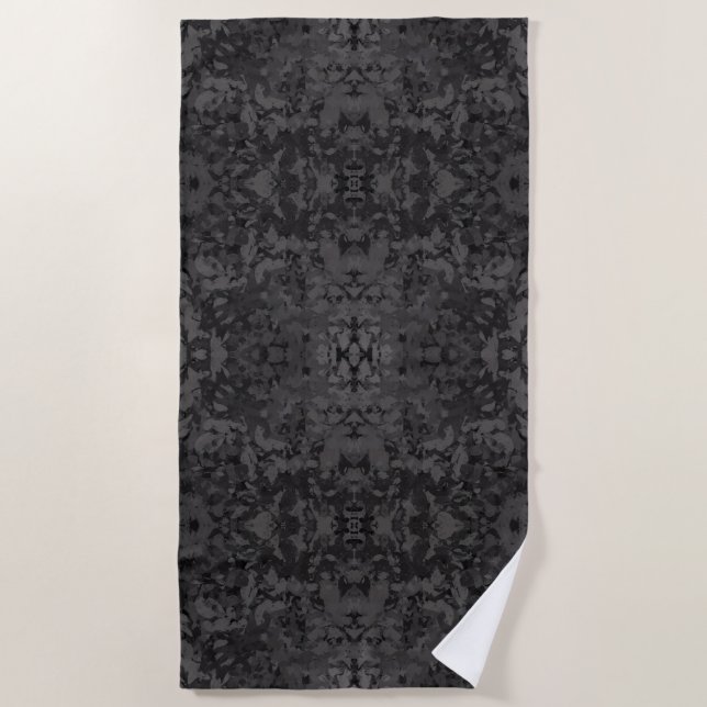 Serviette De Plage Black And Gray Abstract Graphic Art Design (Devant)