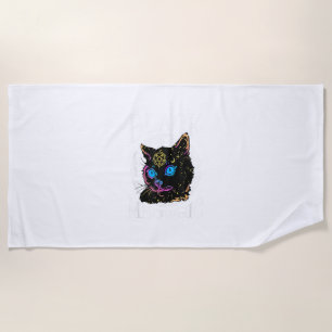 Serviette De Plage Black Cat Meowgic, Halloween Witch, Witchcraft Pen