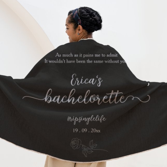 Serviette De Plage Black Floral Gothic Bachelorette Party (Créateur téléchargé)